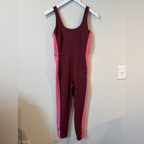 YITTY Pants - YITTY Women's Burgundy & Pink UltraLuxe Built-In Bra Active Onesie - M